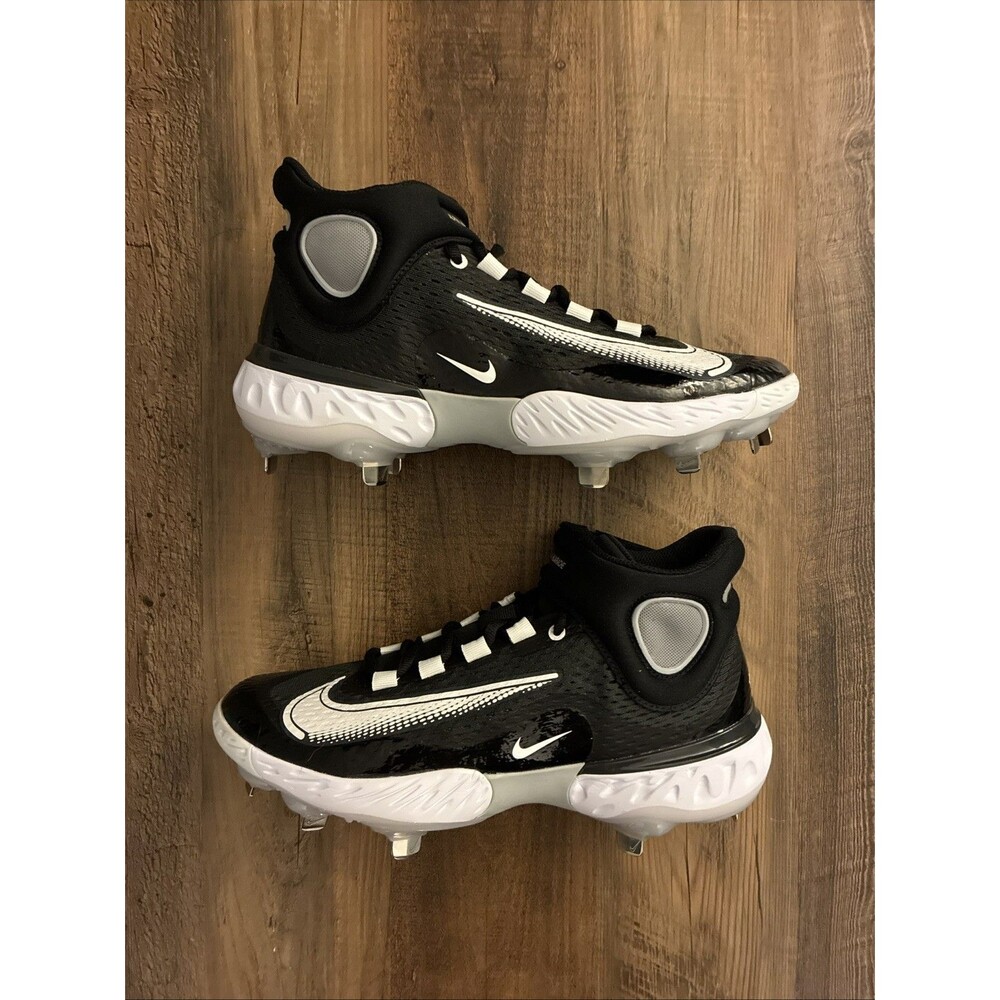 Nike Mens 8 Alpha Huarache Elite 4 Mid Black/White Baseball Cleats DJ6520-011